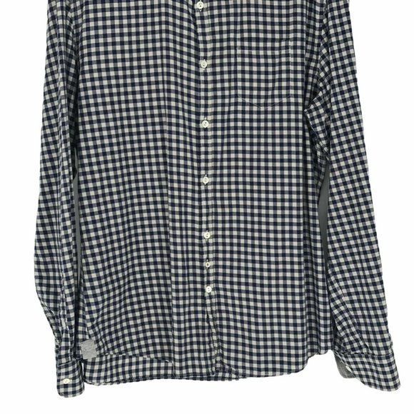 Woolrich Button Up Shirt Men's Sz L Long Sleeve Collared Chest Pocket Plaid Blue - Picture 6 of 9